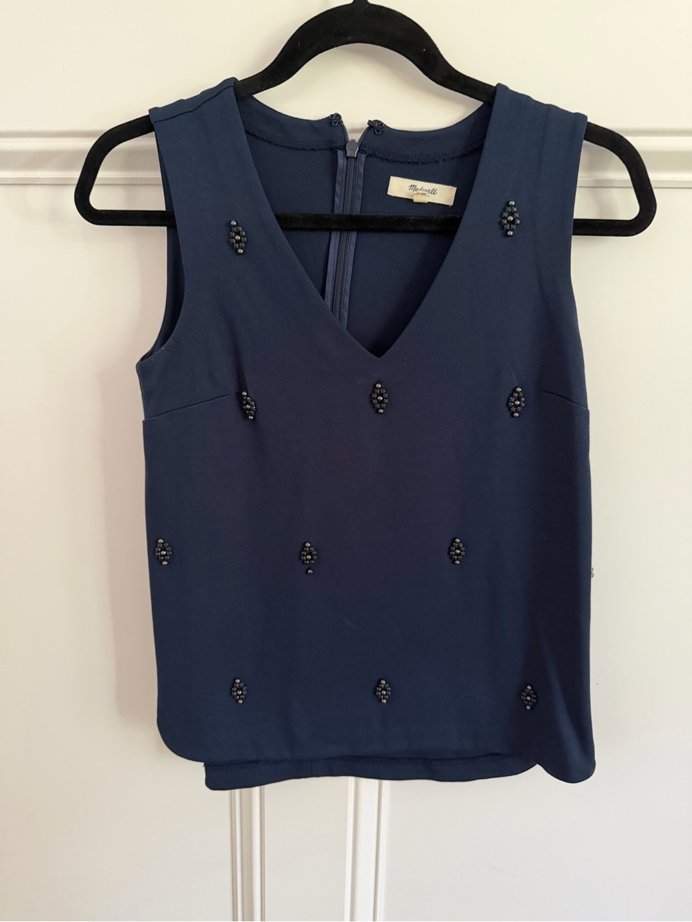 Madewell Navy Beaded V-Neck Camisole